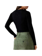 Guess Maglione Reyna con logo frontale in strass Bianco